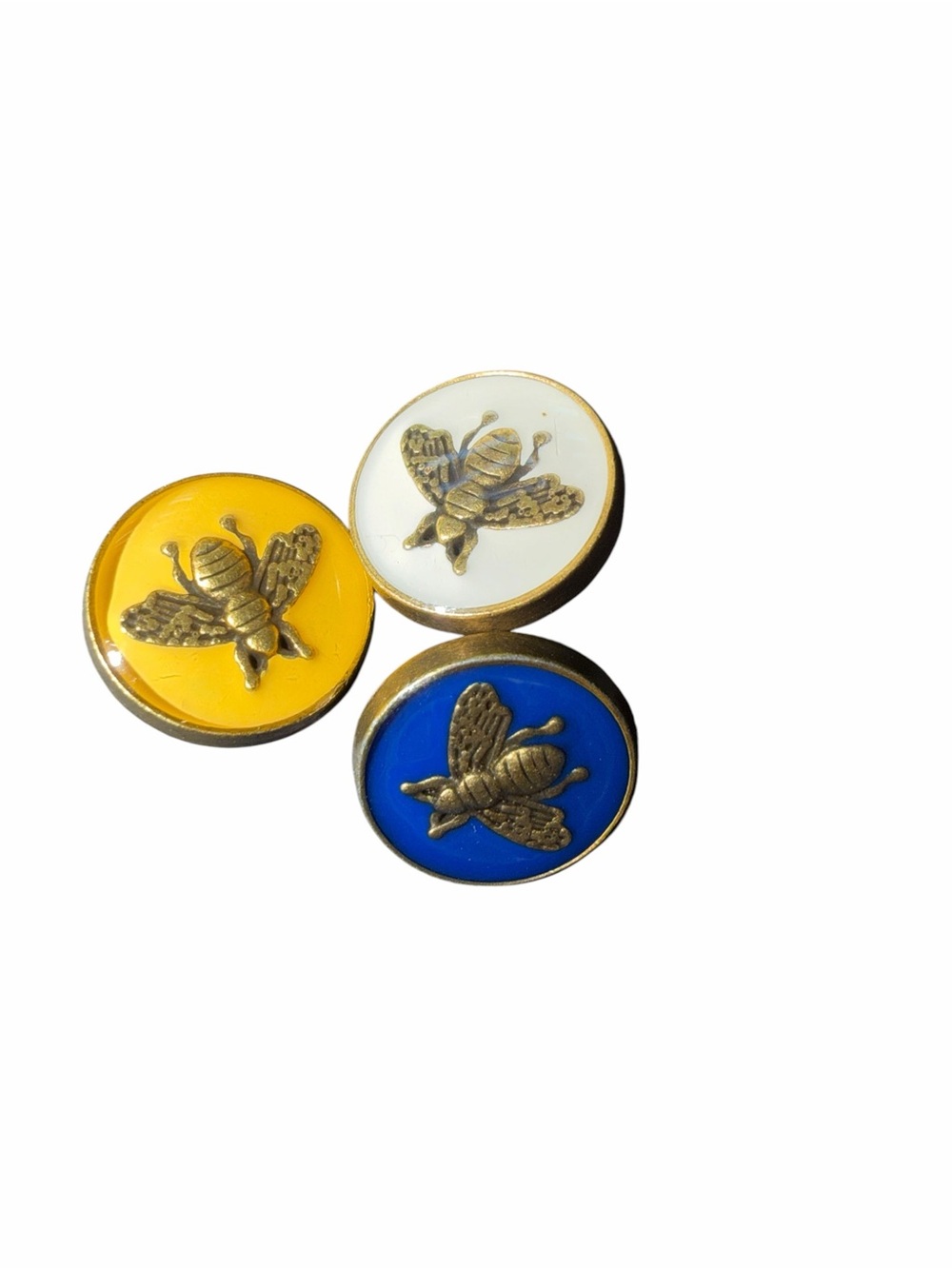 Gucci Bee Button Set in Yellow, White, and Blue